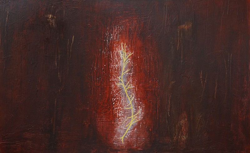 "Root" — ©2009 Elka Eastly Vera mixed media on canvas, 48 x 30 inches